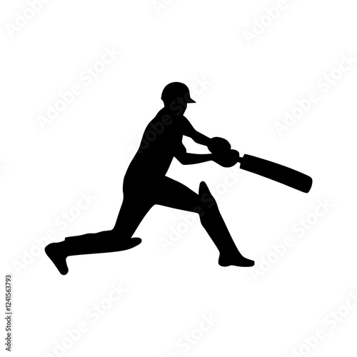 Cricket player silhouette. Sports athlete. Vector illustration.