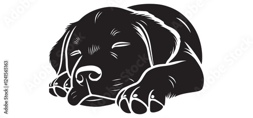 Sleeping Labrador Puppy Silhouette Illustration Vector