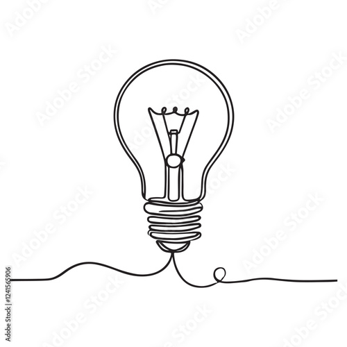 Single Line Drawing of Light Bulb Idea Vector Illustration