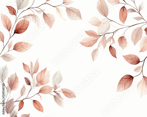 Elegant Watercolor Illustration of Autumn Leaves with a Minimalist Frame Design