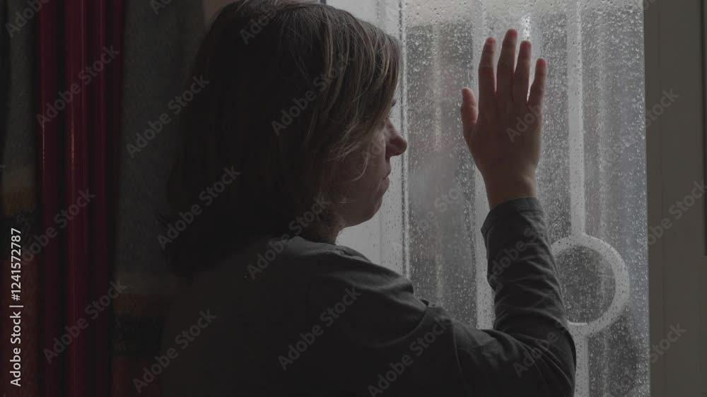 Side close-ups capture a young woman by a window, her melancholic visage blending with the rain outside. Each droplet mirrors the silent tears of her soul, reflecting a poignant moment of solitude.