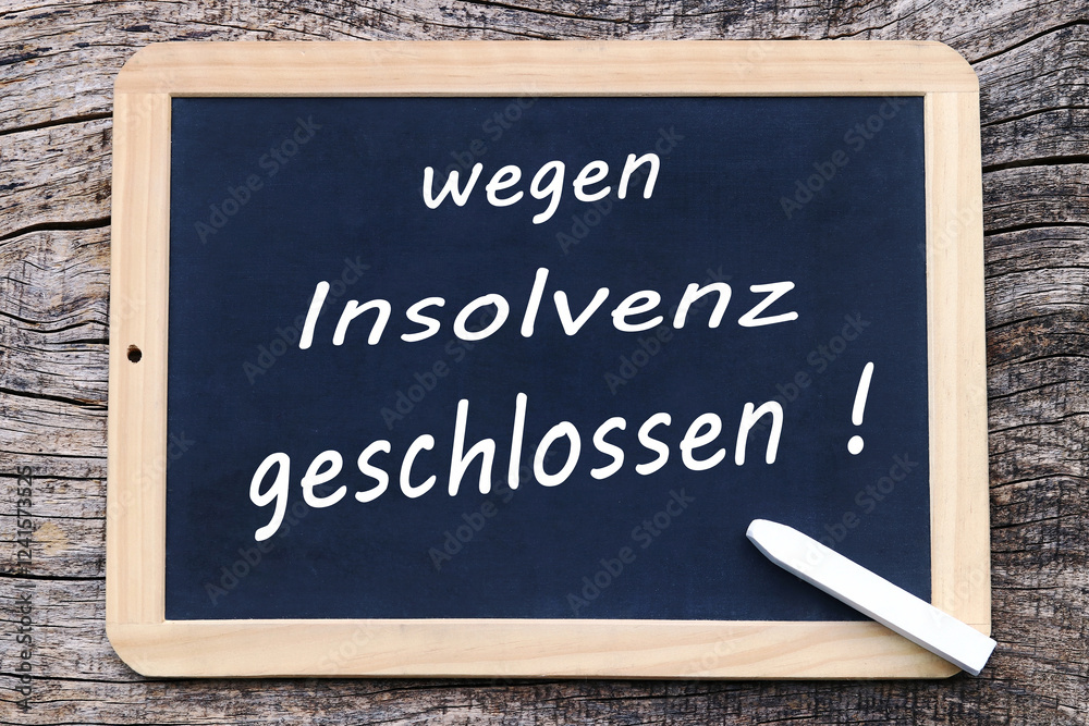 Fototapeta premium Eine Tafel mit der Aufschrift wegen Insolvenz geschlossen