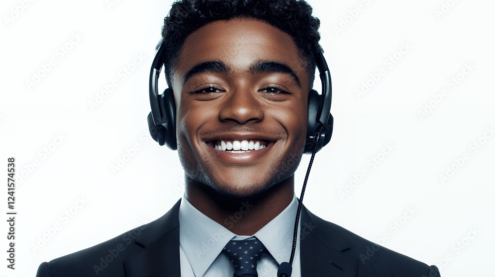 a young man wearing a suit and tie with headphones a young man wearing a suit and tie with headphones