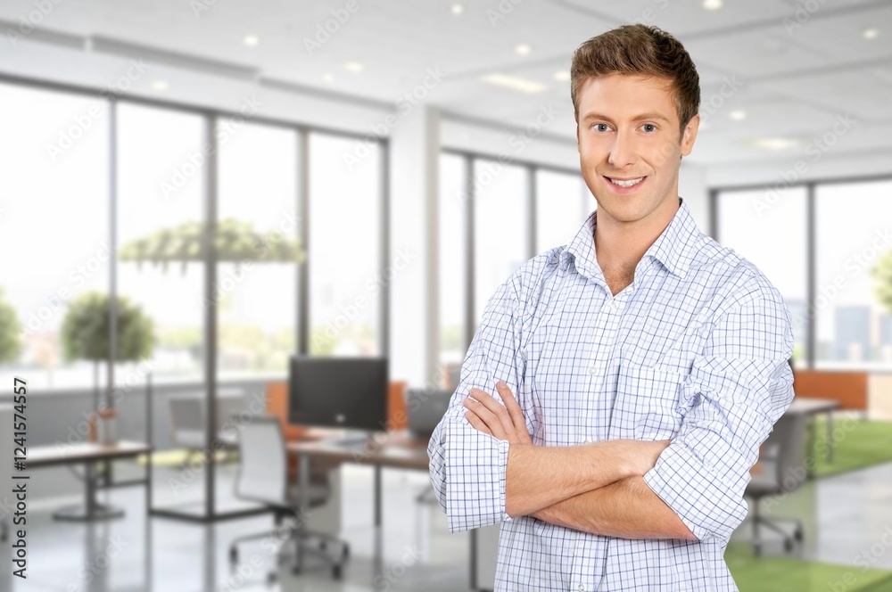 Portrait of business man in startup office Portrait of business man in startup office