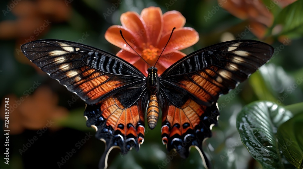 Fototapeta premium A butterfly is sitting on a flower