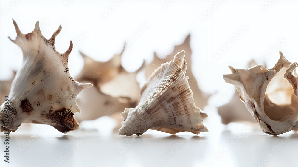 a collection of sea shells on a white surface a collection of sea shells on a white surface