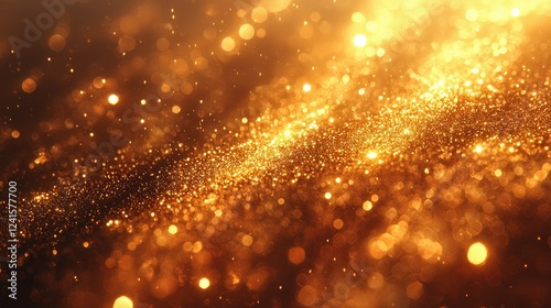 Golden Glitter Background with Sparkling Lights