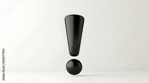 Wallpaper Mural Black exclamation mark 3D render, white background, warning sign, attention alert Torontodigital.ca