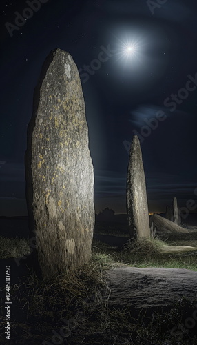 At night At night the Argenton Menhirs are envelop_001 photo