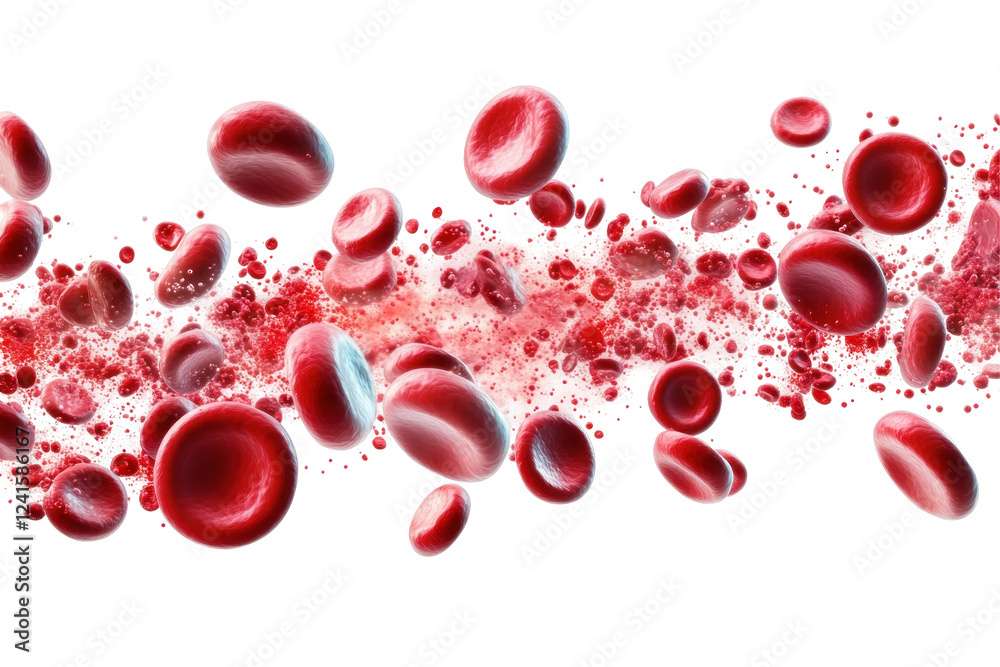 Flowing red blood cell on a transparent background Flowing red blood cell on a transparent background