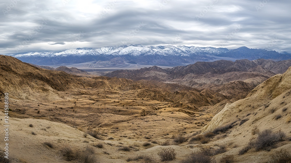 Fototapeta premium A panoramic view of the barren and desolate Nevada desert 