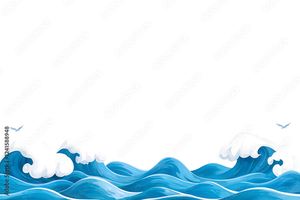 Blue sea wave watercolor illustration isolated on white background Blue sea wave watercolor illustration isolated on white background