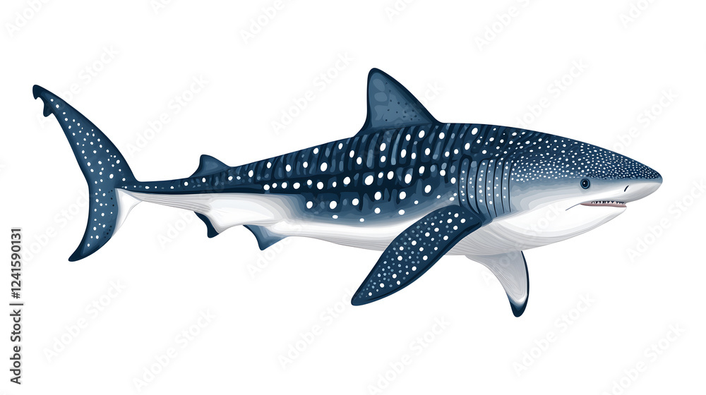 Naklejka premium Whale shark with dotted pattern skin isolated on white background