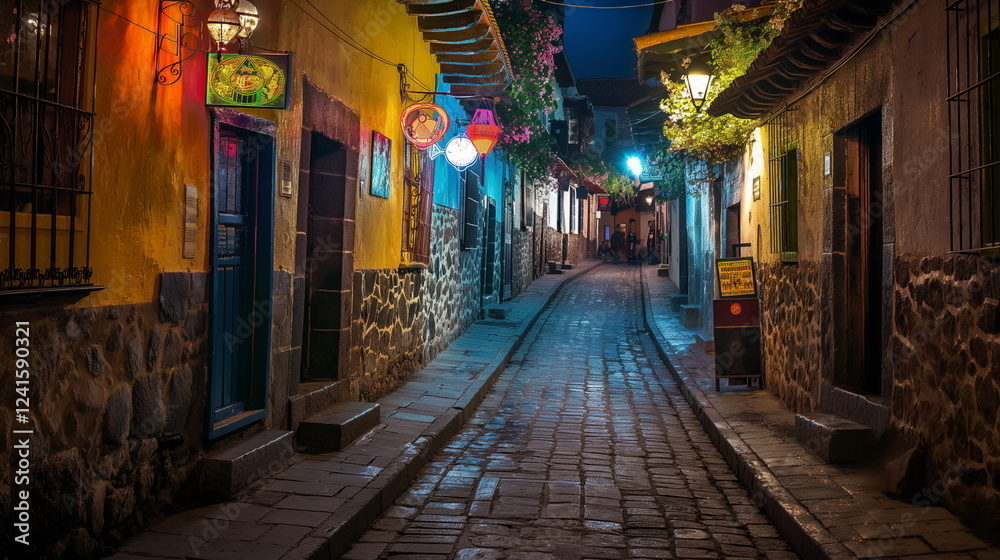 Obraz premium At night At night the streets of Cusco are filled _004