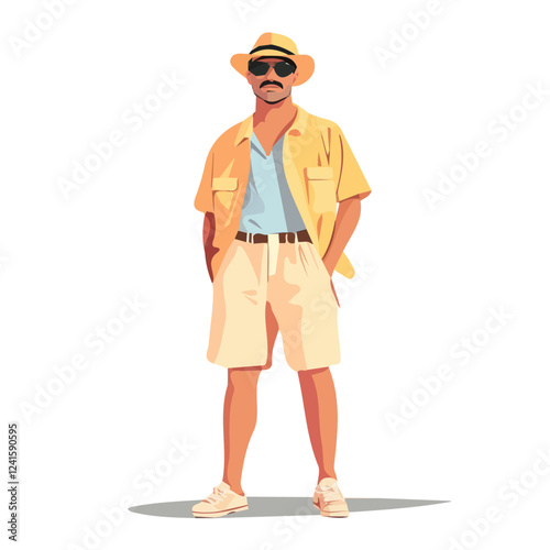 Colombia Man Summer Clothes Vector Illustration | Light and Trendy Warm-Weather Fashion