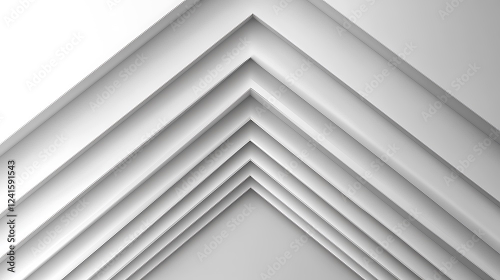 Fototapeta premium Abstract white geometric shapes, converging lines, interior design