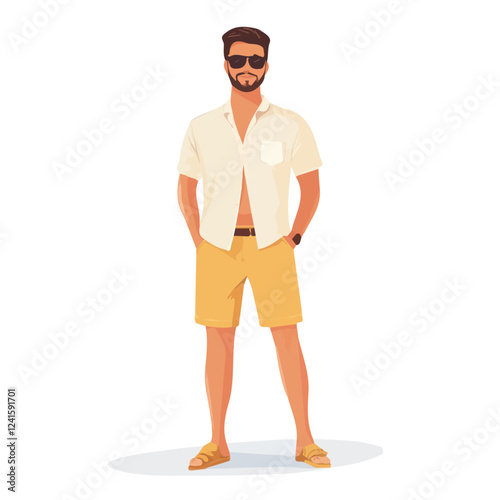 Croatia Man Summer Clothes Vector Illustration | Light and Trendy Warm-Weather Fashion