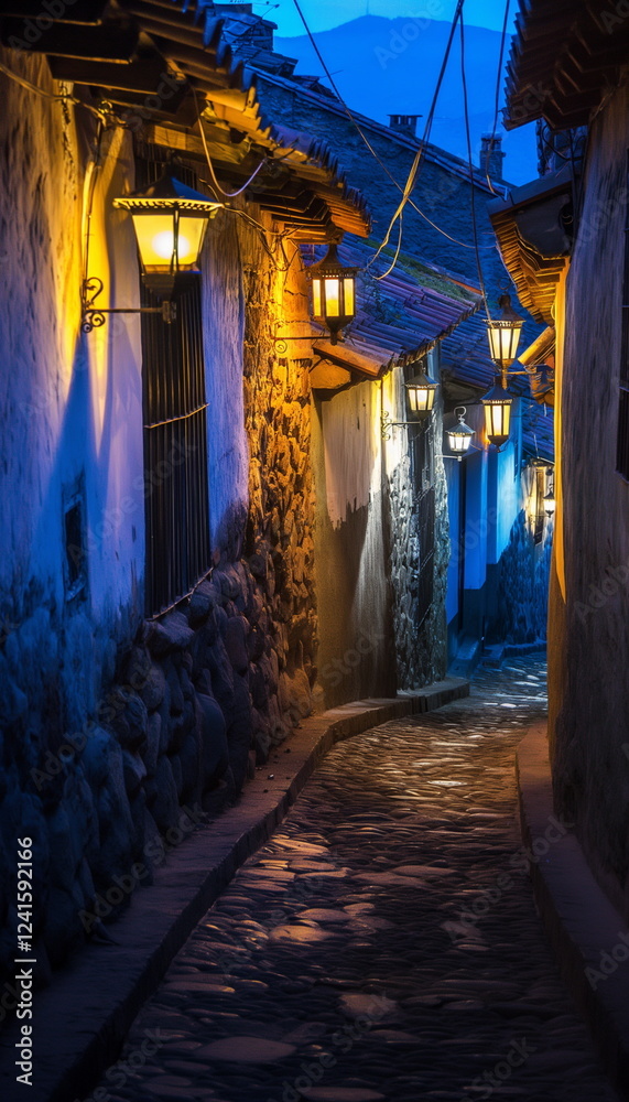 Obraz premium At night At night the streets of Cusco are filled _024