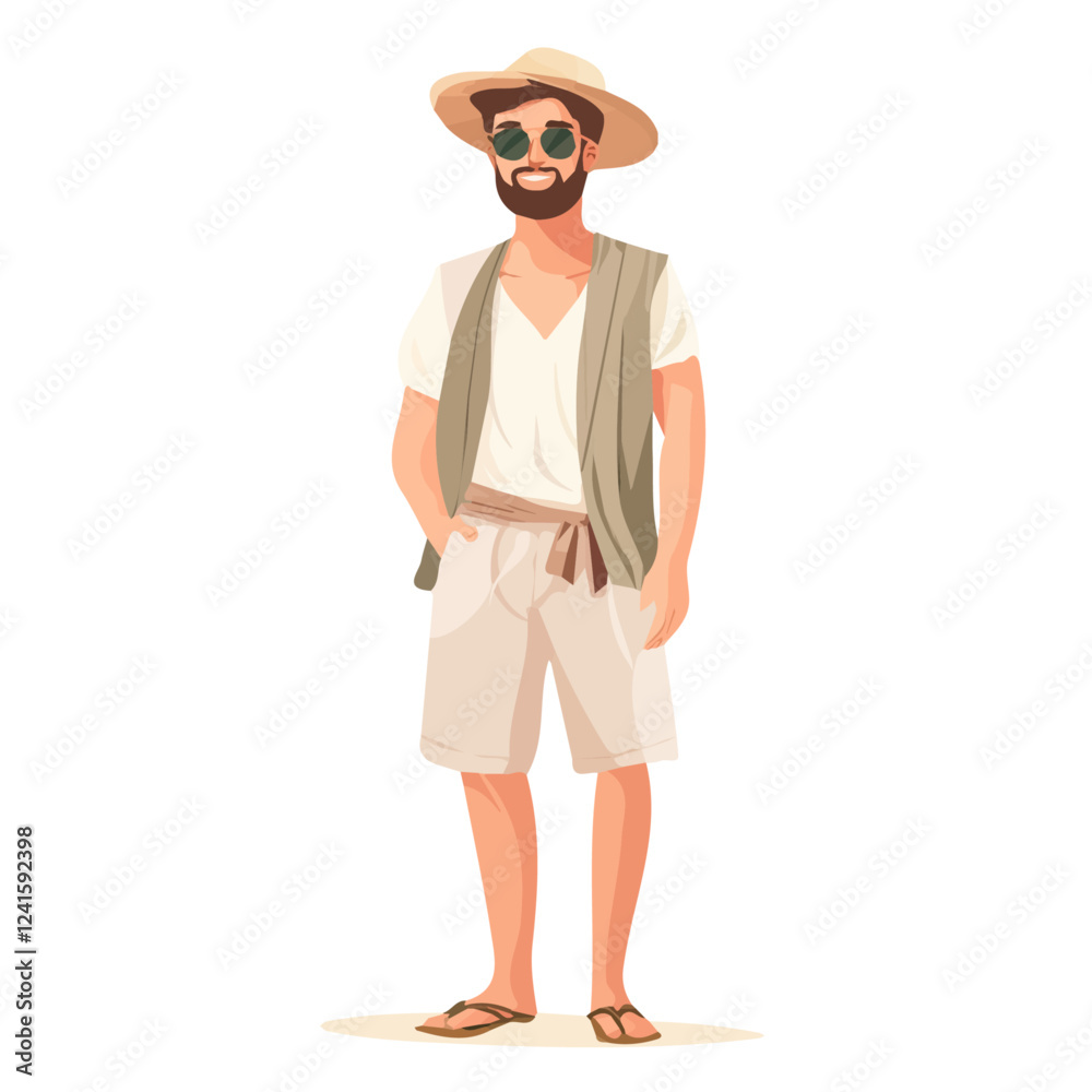 Cyprus Man Summer Clothes and Style Vector Illustration | Light and Stylish Warm-Weather Fashion Cyprus Man Summer Clothes and Style Vector Illustration | Light and Stylish Warm-Weather Fashion