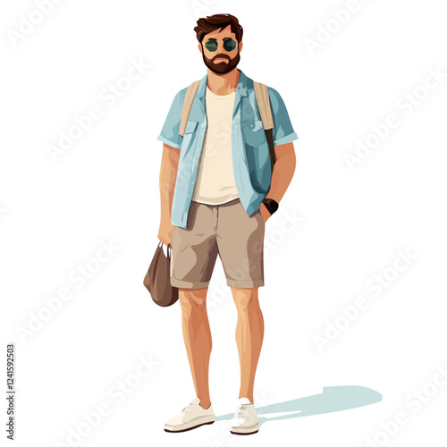 Cyprus Man Summer Clothes and Style Vector Illustration | Light and Stylish Warm-Weather Fashion