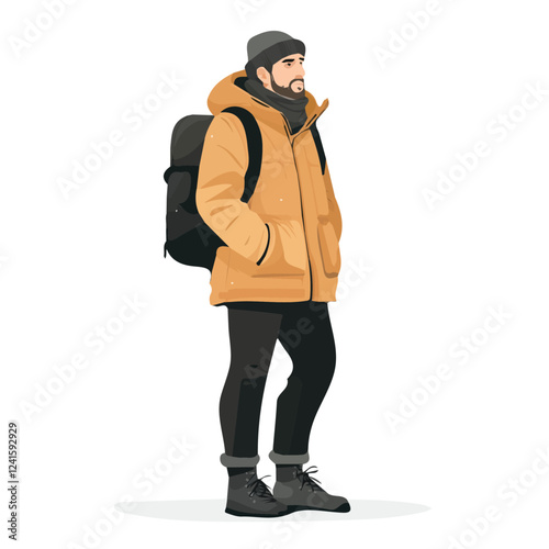 Czech Republic Man Winter Clothes Vector Illustration | Cozy and Stylish Cold-Weather Fashion Artwork
