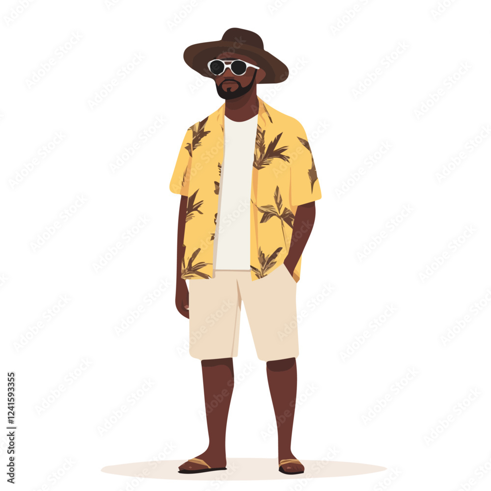 Djibouti Man Summer Clothes Vector Illustration | Light and Stylish Warm-Weather Fashion Artwork  
