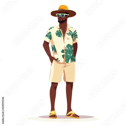 Djibouti Man Summer Clothes Vector Illustration | Light and Stylish Warm-Weather Fashion Artwork  
