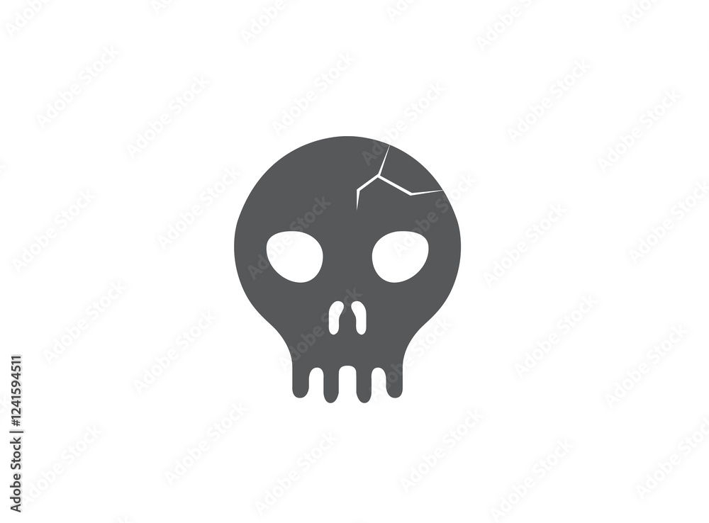 Cracked skull head logo design illustration Cracked skull head logo design illustration