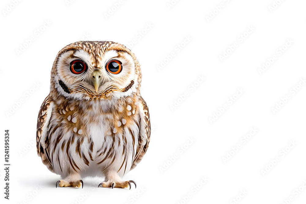 Naklejka premium Owl is sitting isolated on white background