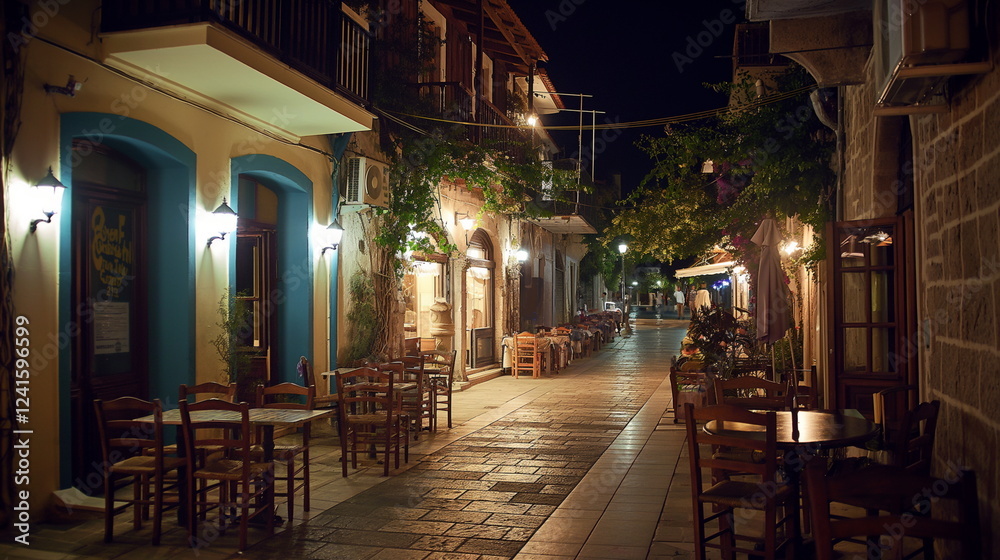 Fototapeta premium At night In the dark Pylos comes alive with new li_003