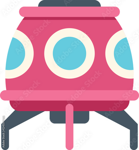 Pink spaceship hovering, ready for interstellar travel, exploring the cosmos