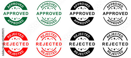 Approved and rejected stamp vector