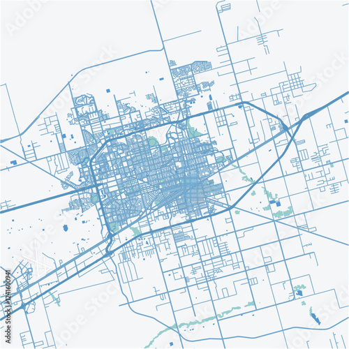 Papier peint Map of Midland in Texas in a professional blue style