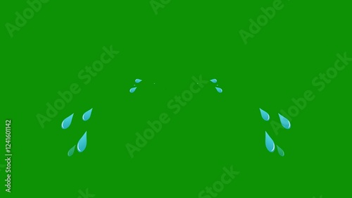 Crying Running Tears on a Green Screen Background