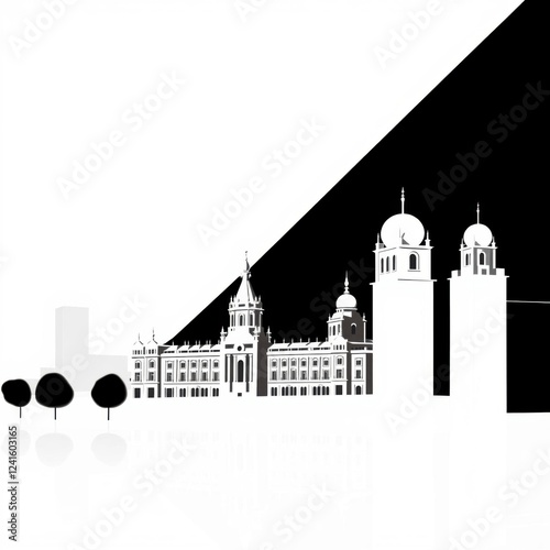 Wallpaper Mural A vibrant city skyline with colorful reflections showcasing modern architecture against a bright background silhouetted skyline cityscape architecture illustration building city vector Torontodigital.ca