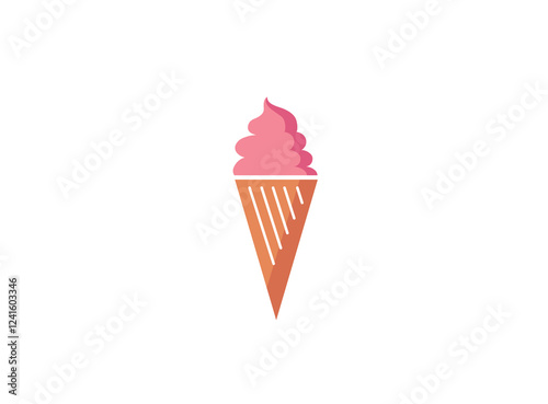 Ice cream with strawberry  flavored for logo design illustration 