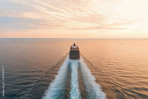 The boat is leaving a trail of white foam behind it, creating a sense of motion