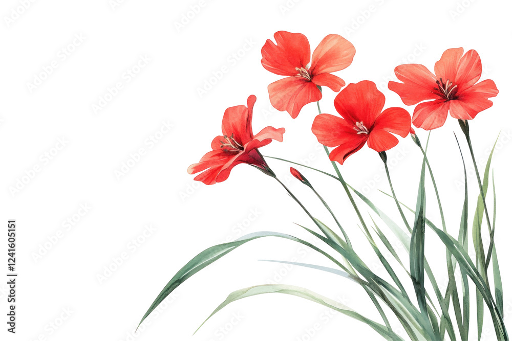 Obraz premium Red spring flower illustration 