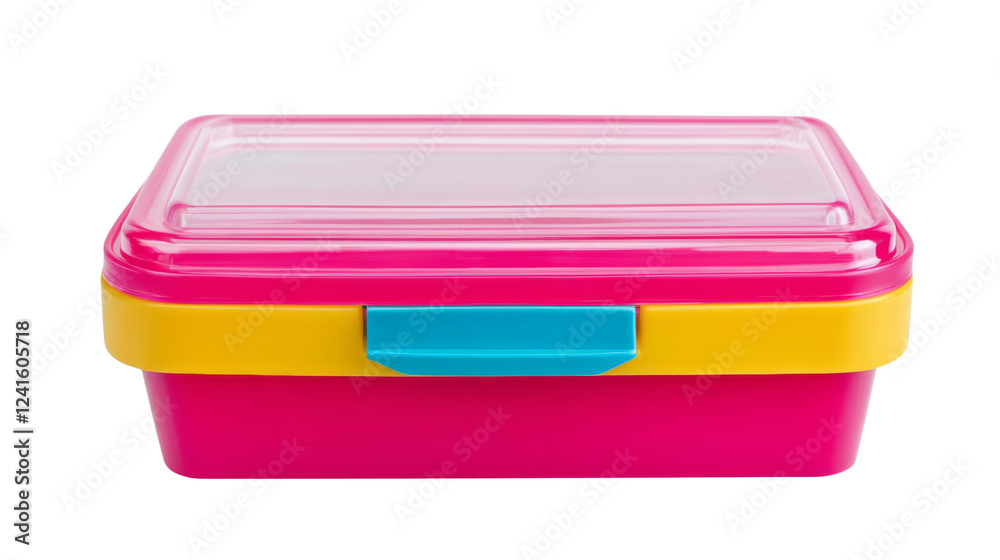 Pink lunch box with transparent lid on transparent background Pink lunch box with transparent lid on transparent background