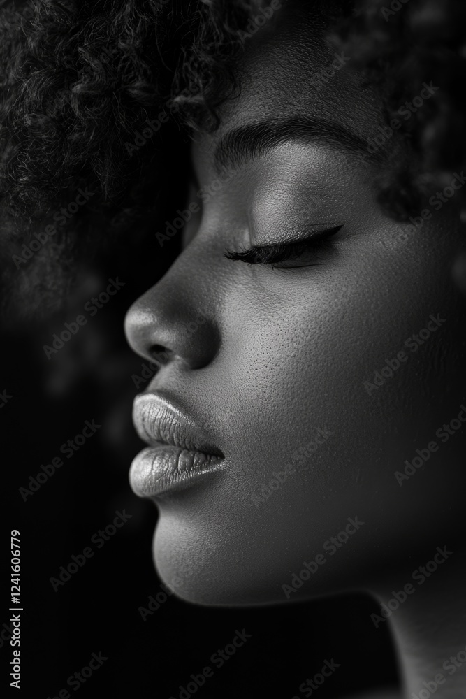 Beautiful black woman with curly hair close up, perfect for beauty, haircare, and fashion projects Beautiful black woman with curly hair close up, perfect for beauty, haircare, and fashion projects
