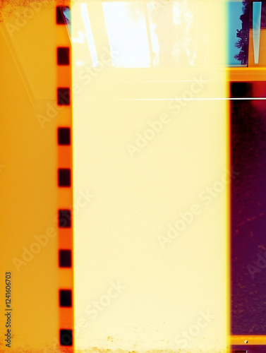 old brown film frame, blank cinema film strip with retro vintage look, film noise texture and background, old film frame from analog retro film roll, photo texture with grain and scratches