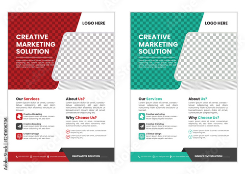 a bundle of 2 templates of a4 flyer, Flyer template layout design. business flyer, brochure, magazine or flier mockup in bright colors. Creative Corporate & Business Flyer Brochure Template Design.
