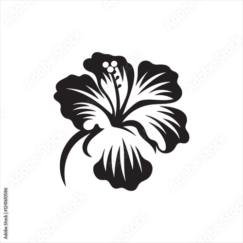  Minimalist hibiscus Silhouette Vector