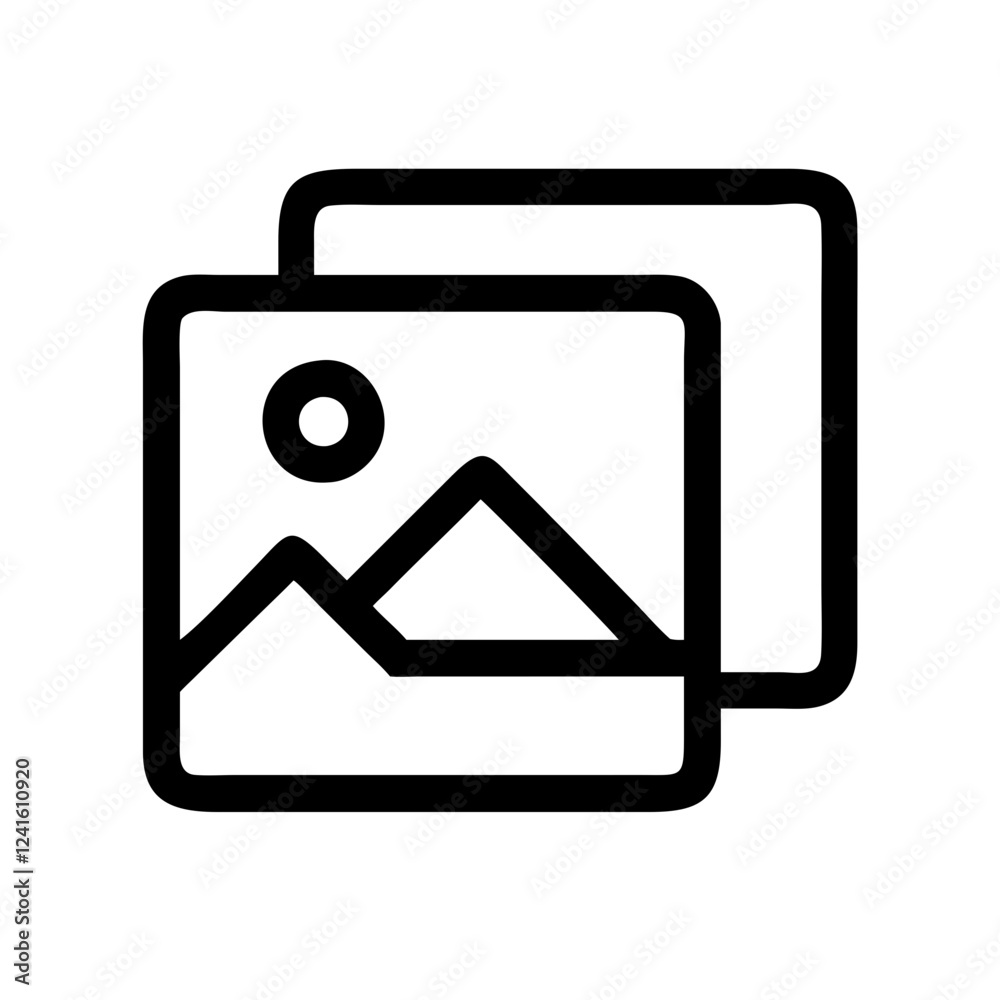 Gallery icon representing images and landscapes in a minimalist design on a clear background Gallery icon representing images and landscapes in a minimalist design on a clear background