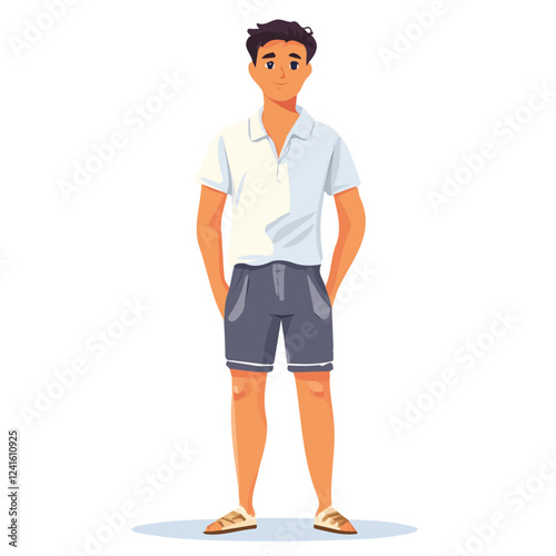 Liechtenstein Man Summer Clothes and Style – A Stylish and Comfortable Vector Illustration for Warm-Weather Fashion

