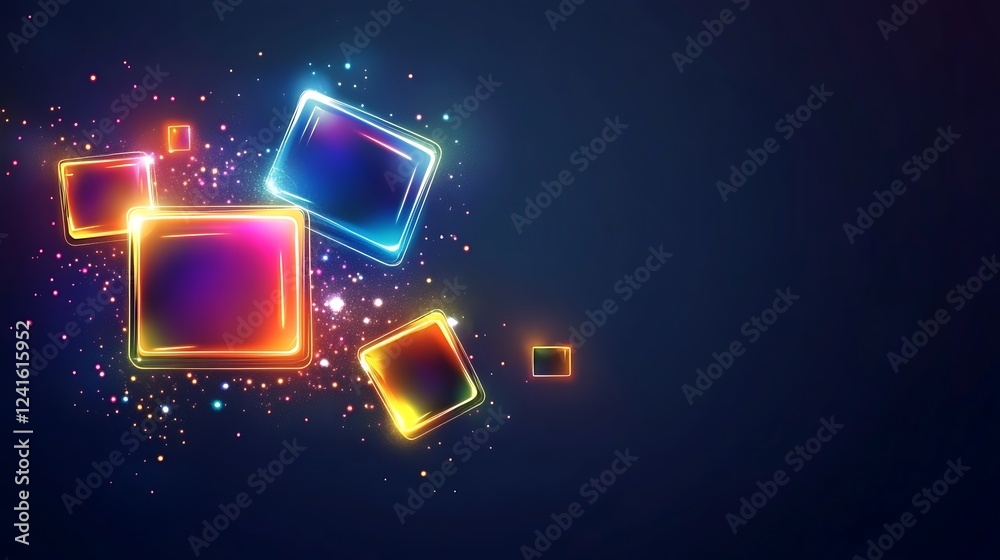 Glowing Neon Squares Abstract Digital Art Design Glowing Neon Squares Abstract Digital Art Design