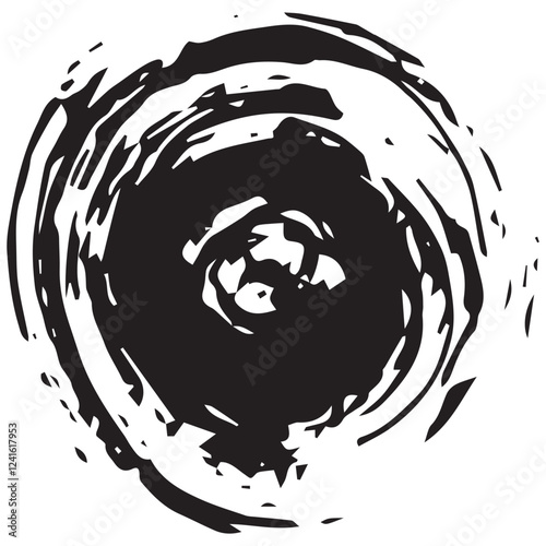 Abstract Black Ink Swirl on White 