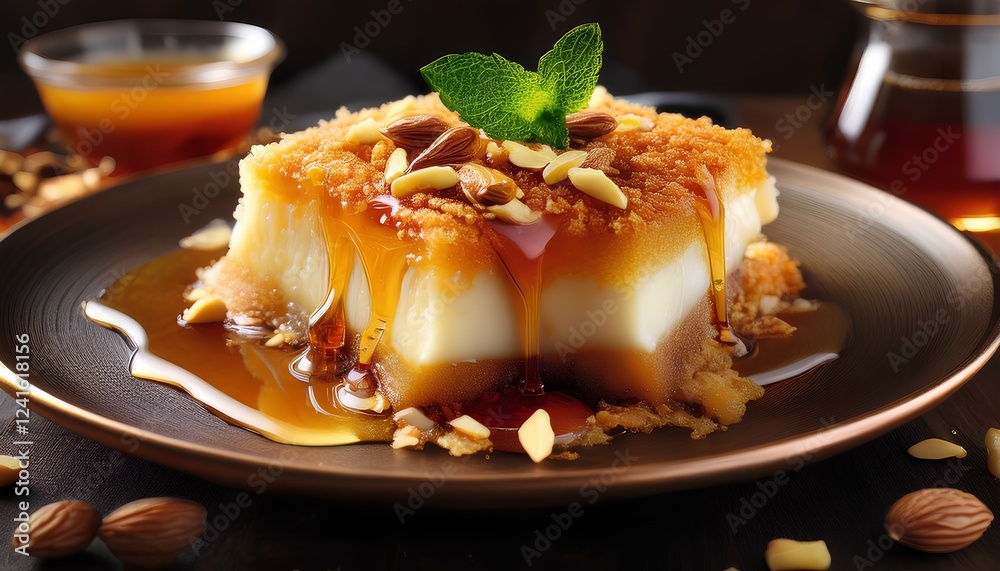 Knafeh with Nabulsi cheese and syrup Knafeh with Nabulsi cheese and syrup