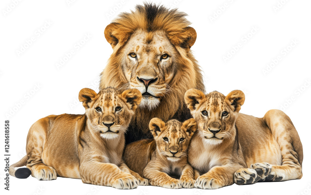 Obraz premium Lion family on transparent or white background,png