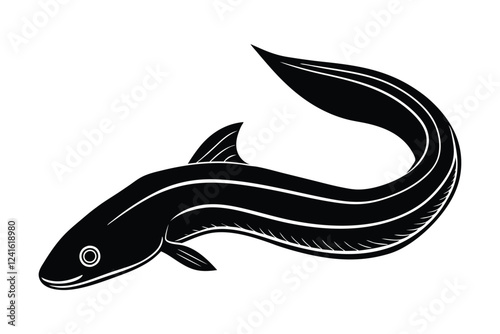 Eel fish silhouette art vector style illustration1.eps